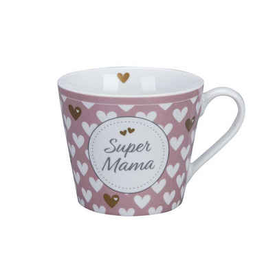 Krasilnikoff Tasse Happy Cup Super Mama Hearts, Porzellan