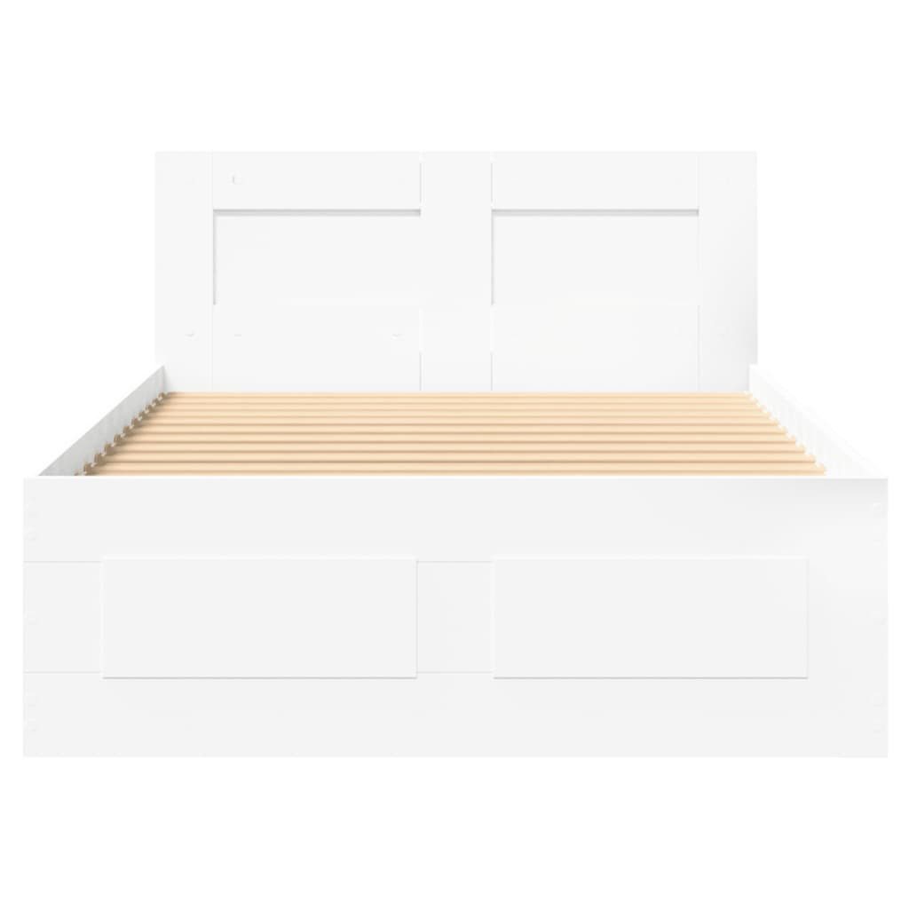vidaXL Bett, Bettgestell mit Kopfteil ohne Matratze Weiß 100x200 cm