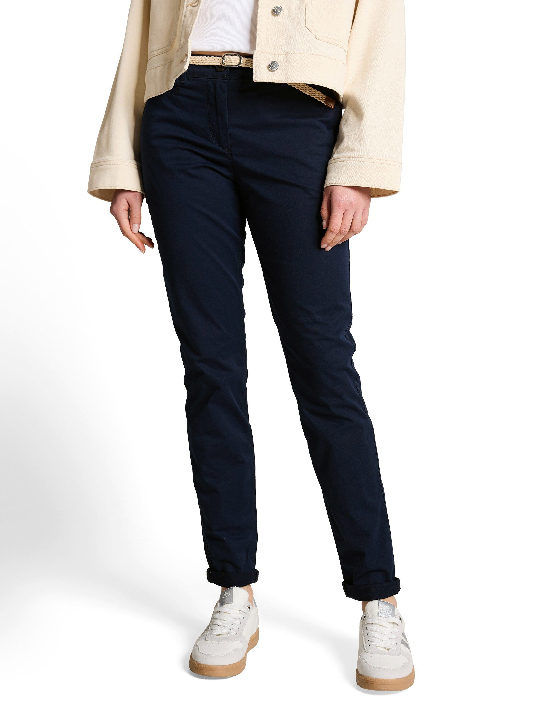 TOM TAILOR Chinohose mit Gürtel und Stretch günstig online kaufen