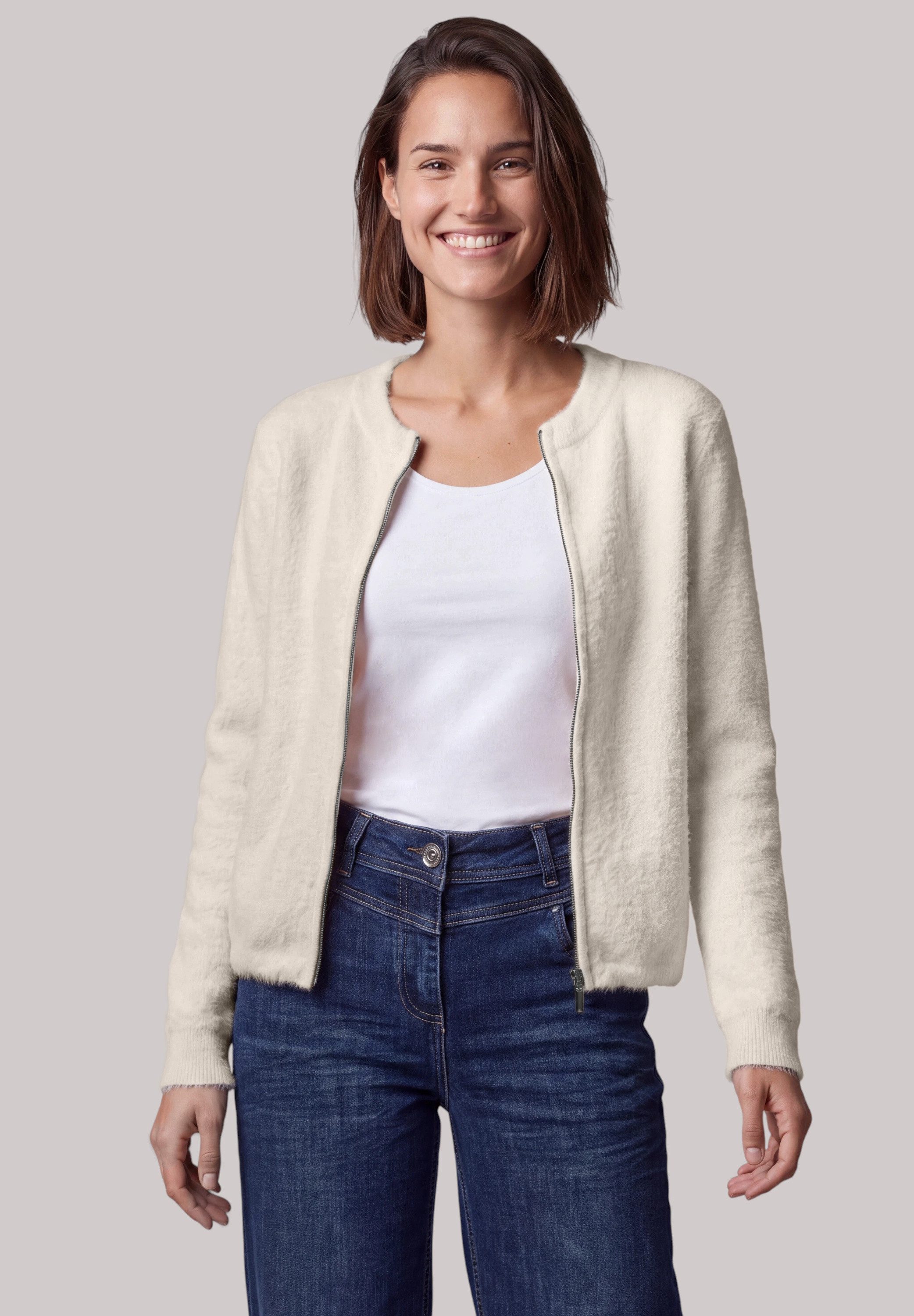 CECIL Strickjacke mit Tunnelzug am Saum