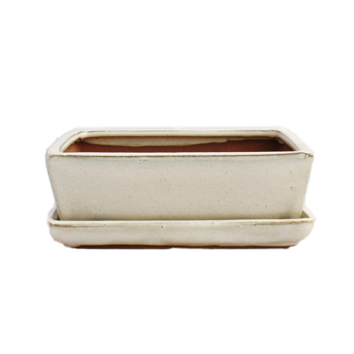 Exotenherz Pflanzschale Bonsai-Schale mit Unterteller Gr. 3 hellbeige eckig Modell G1 L 18,5cm
