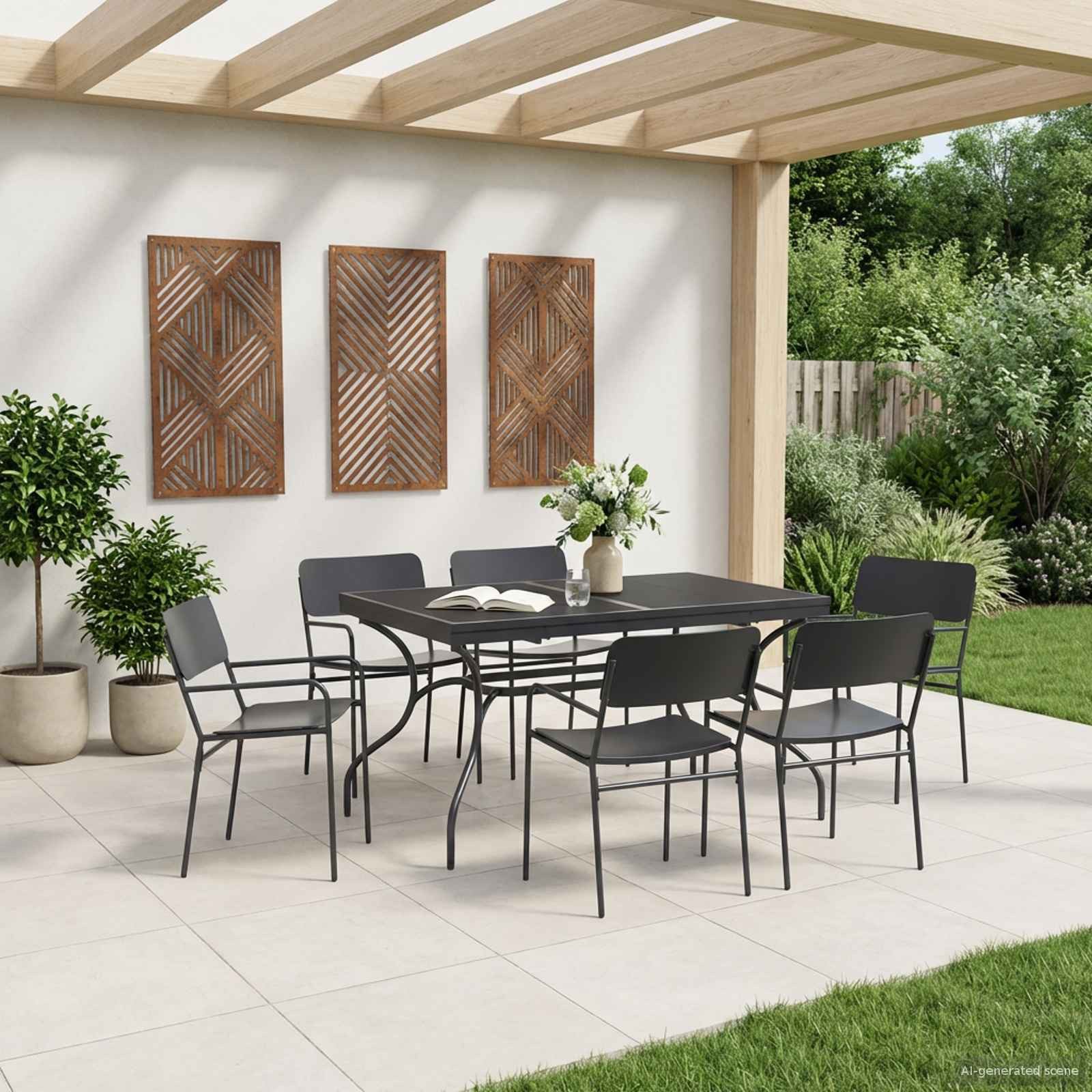 vidaXL Gartentisch Ausziehbarer Mesh Esstisch Anthrazit 212 x 90 x 76 cm Stahl (1-St)