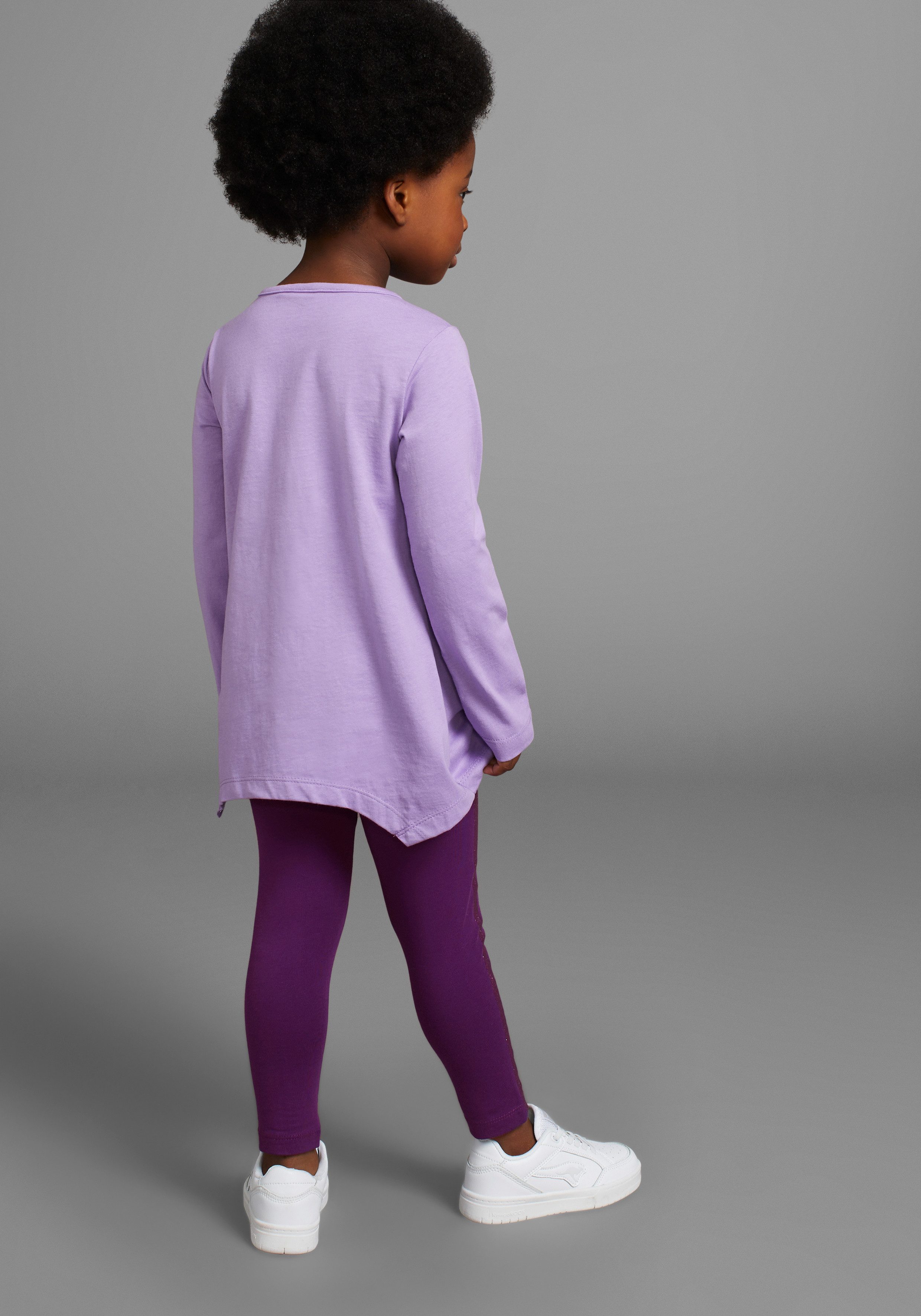 KIDSWORLD Langarmshirt & Leggings 2tlg. Set Shirt + Leggings mit Glitzerdetails (Set, 2-tlg., 2) niedlicher Schmetterling für kleine Mädchen