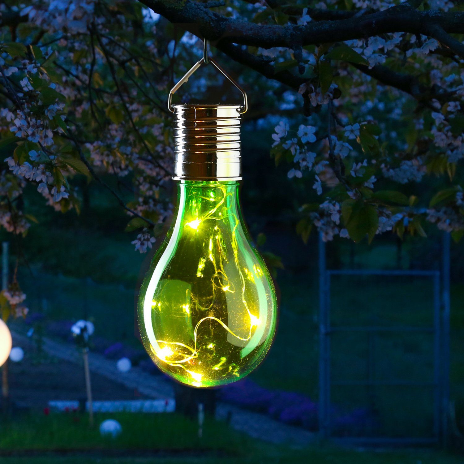 2x LED Solar Lampe Glühbirne Solarleuchte Solar Light Lampe Nacht Gartenleuchte 