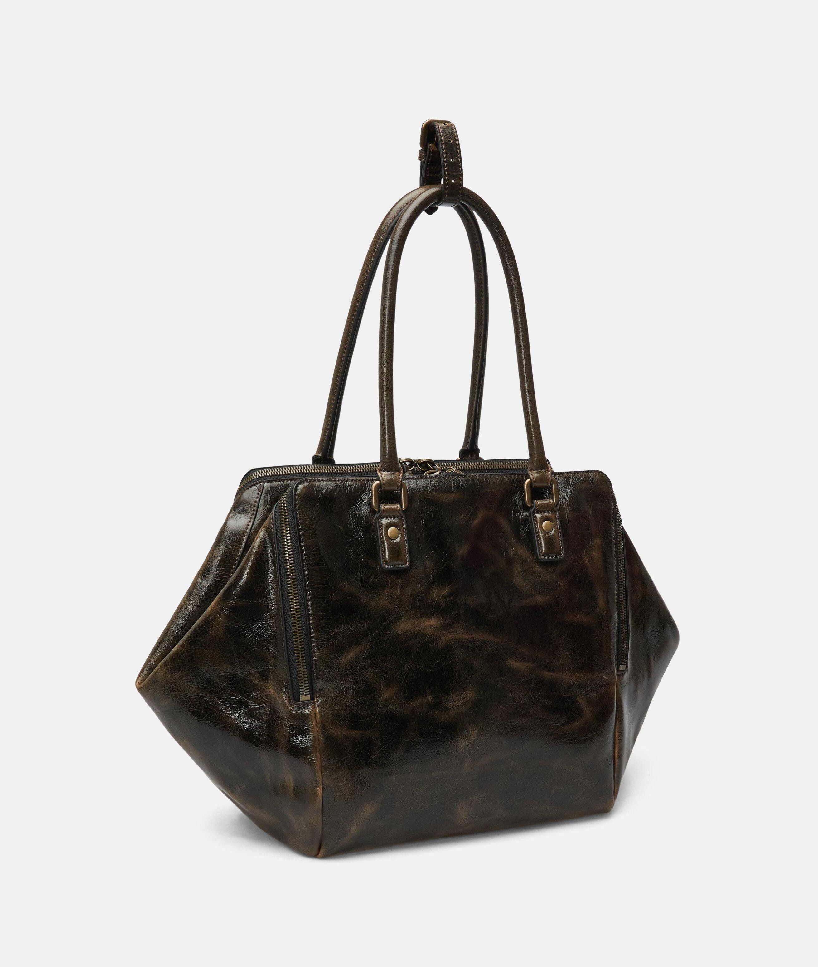 Liebeskind Berlin Schultertasche Archive Original Kayla Satchel L, Große Schultertasche in Lacklederoptik mit glossy Finish