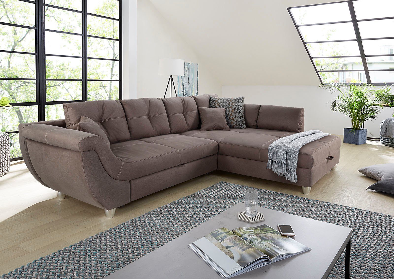 Jockenhöfer Gruppe Ecksofa Maranello L-Form, B: 330 cm, mit Schlaffunktion, Bettkasten & Zierkissen