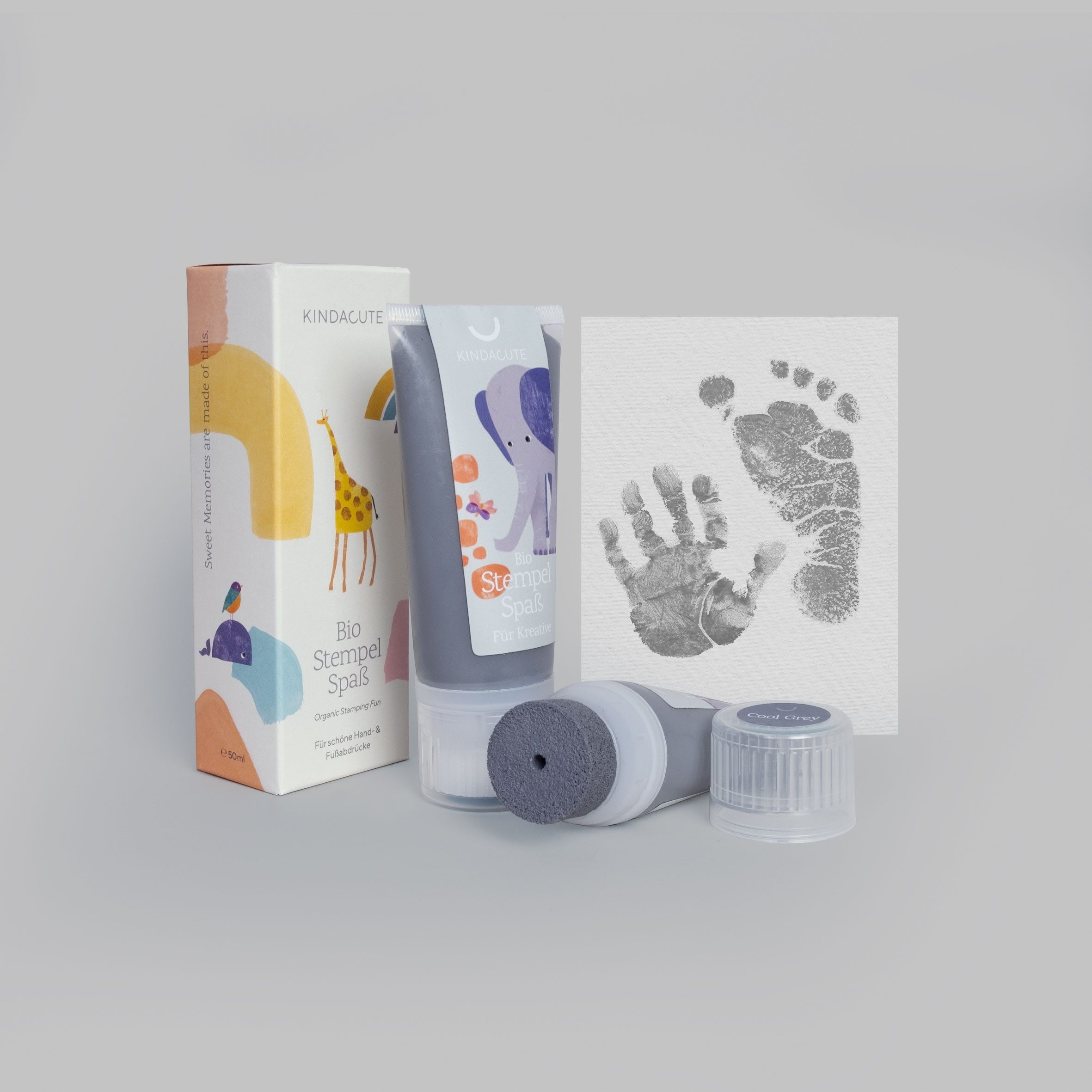 KINDACUTE Bastelfarbe Bio Stempelspaß 50ml Tube, Für Hand- und Fußabdrücke
