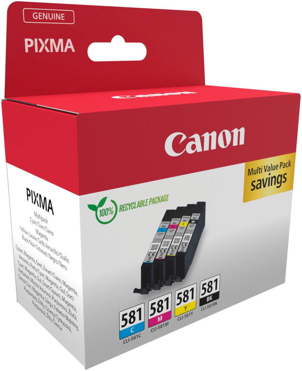 Canon CLI-581 BK/C/M/Y Tinte Multipack (2103C006) Tintenpatrone