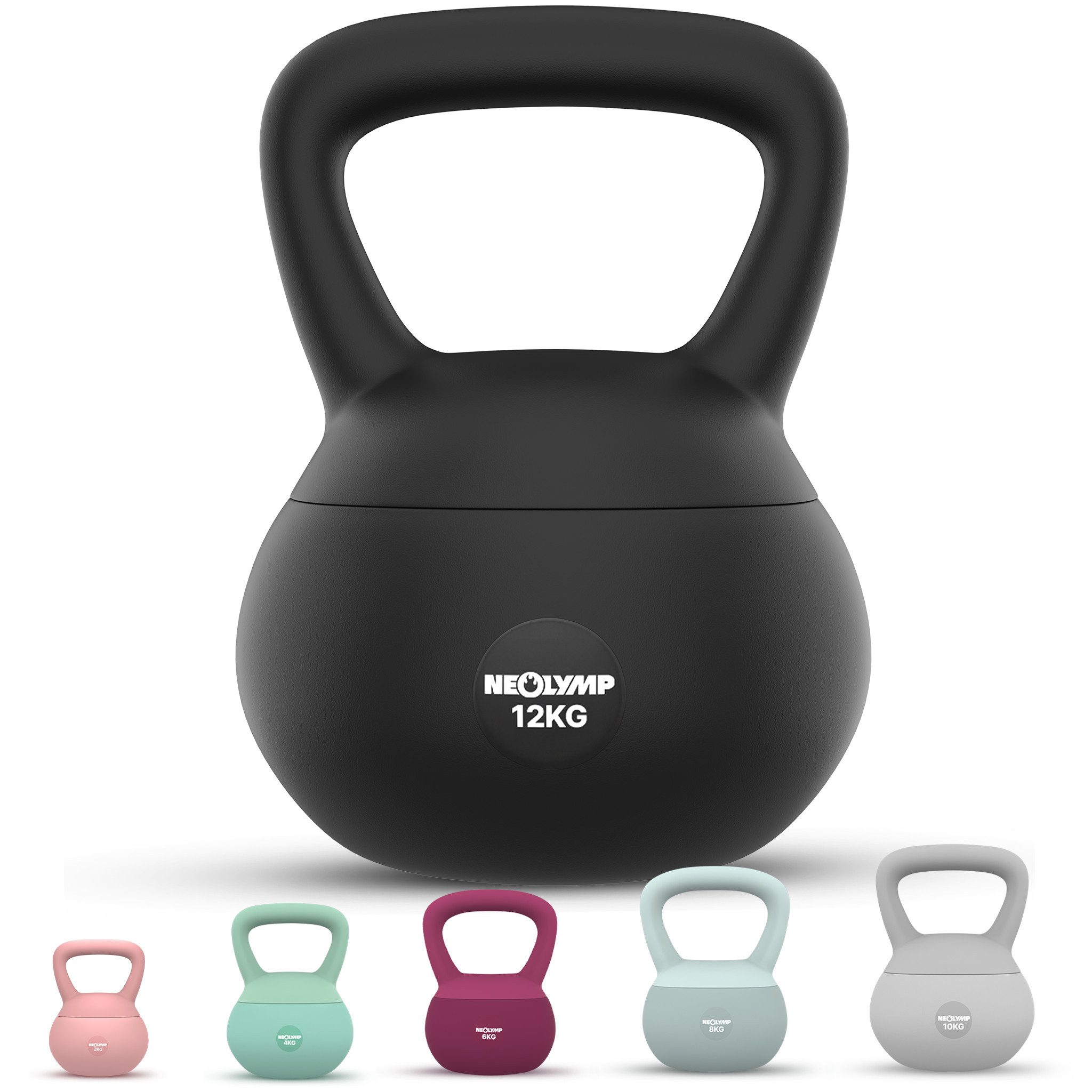 NEOLYMP Kettlebell Soft Kettlebell bodenschonend & leise - stoßdämpfende Kugelhantel, (Soft Kettlebell ideal fürs Homegym Kettlebell 2–12 kg Kugelhantel Set), Kugelhantel mit Eisensandfüllung - ergonomischer Softgriff