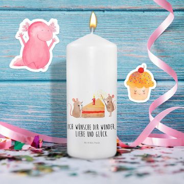 Mr. & Mrs. Panda Formkerze 1. Geburtstag Mäuse Kuchen - Weiß - Geschenk, Kerze, Geburtstagskerze (1-tlg), Motiv schmilzt zauberhaft