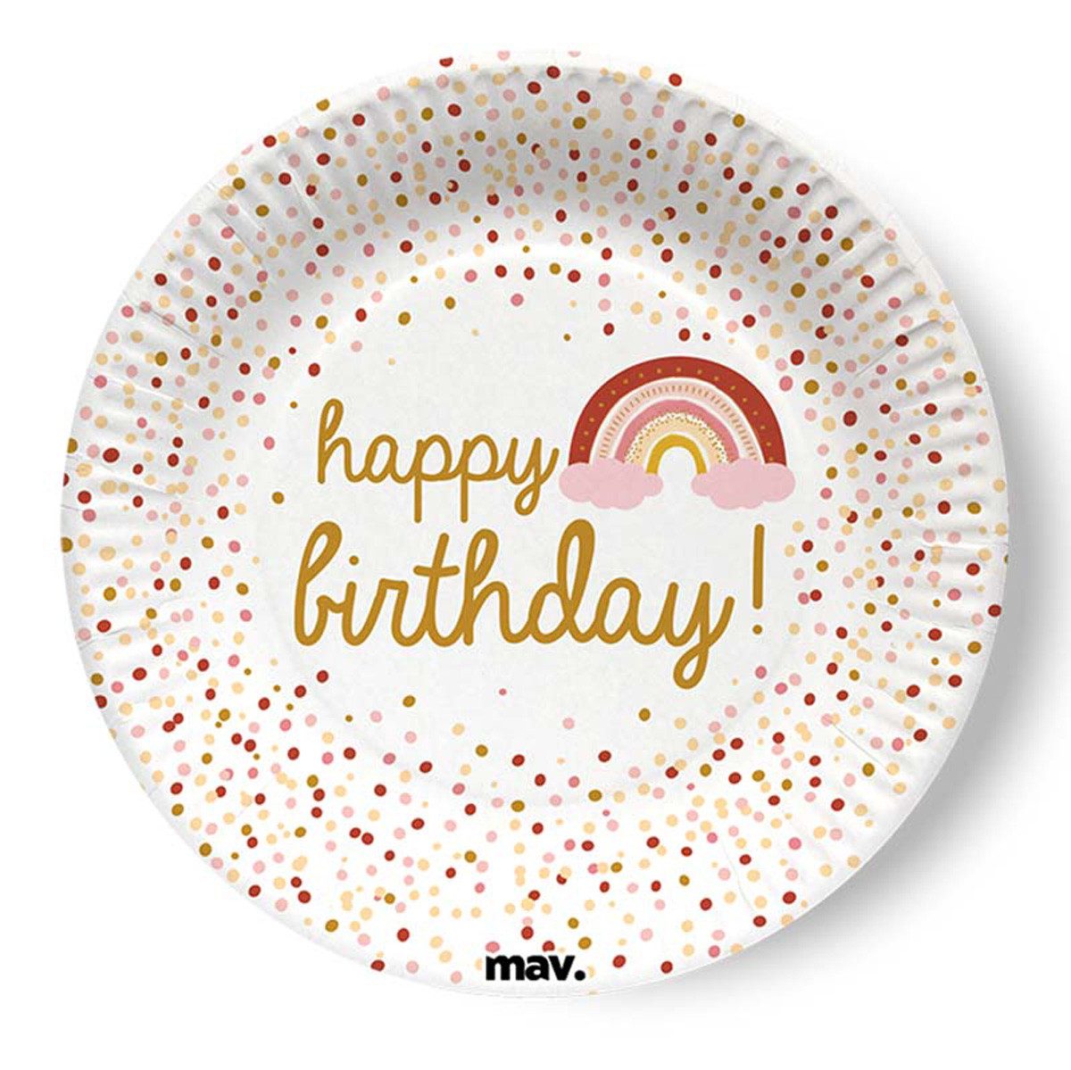 Grabo Pappteller Pappteller 'HB Boho Birthday', Ø18cm/8Stk.