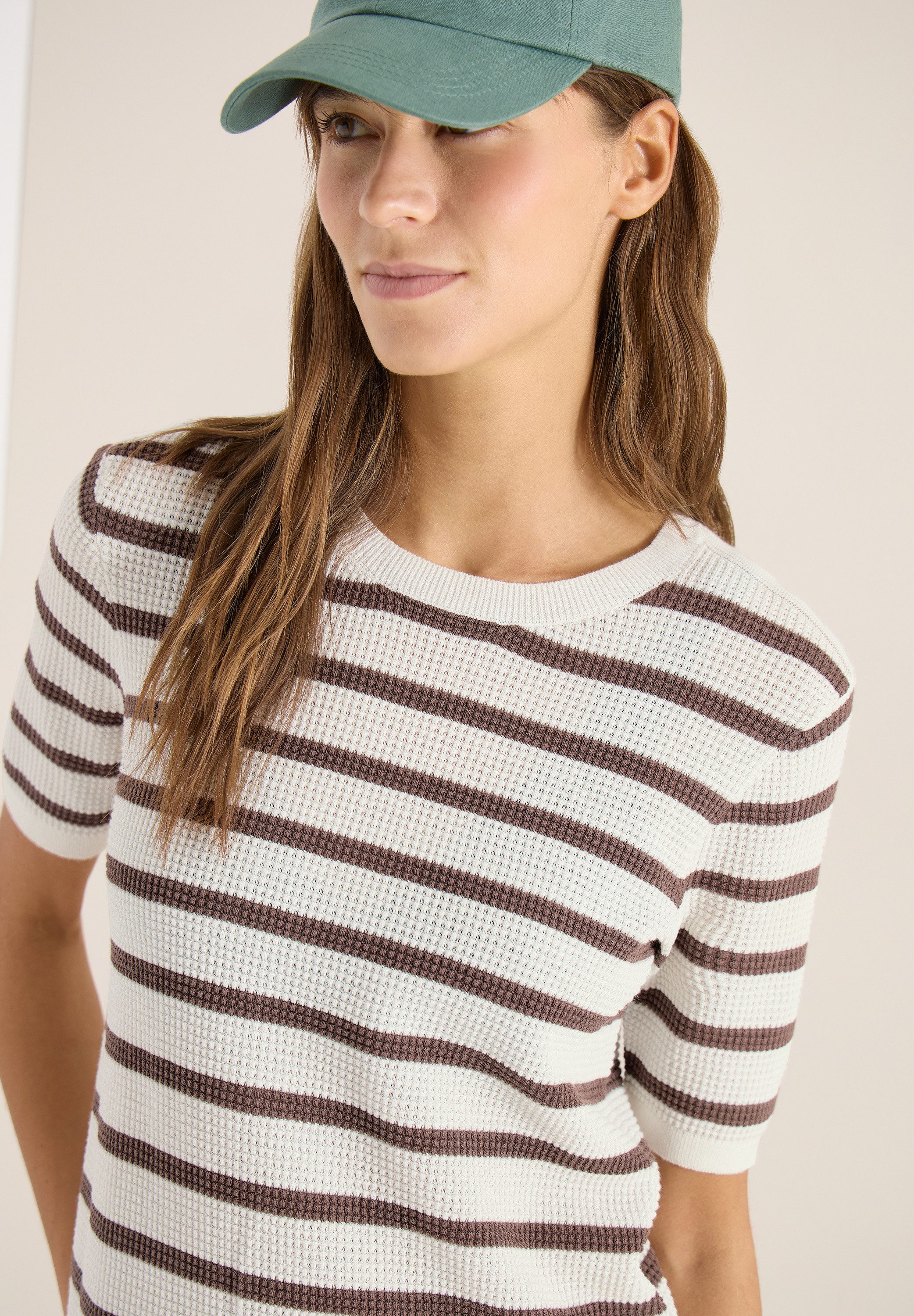 CECIL Kurzarmpullover aus reiner Baumwolle