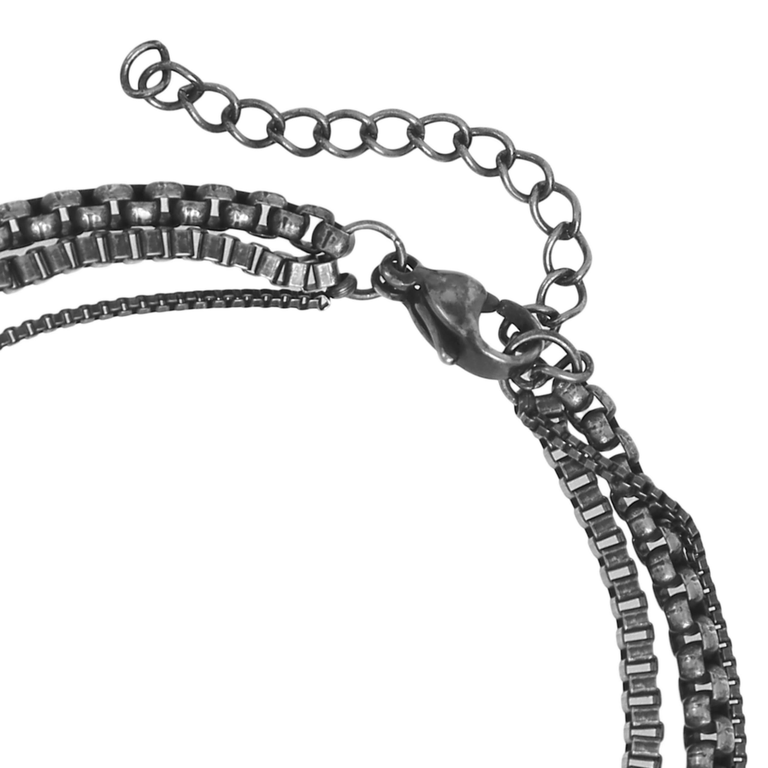 Made by Nami Armkette Mehrreihiges Armband Herren Schwarz Männer Schmuck, Wasserfest 18 cm + 5 cm Länge