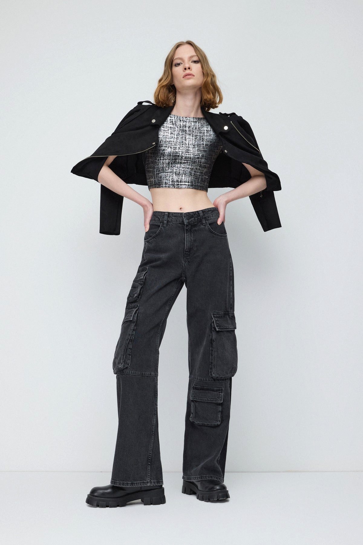 Blusentop Kurzärmelige Crop-Bluse