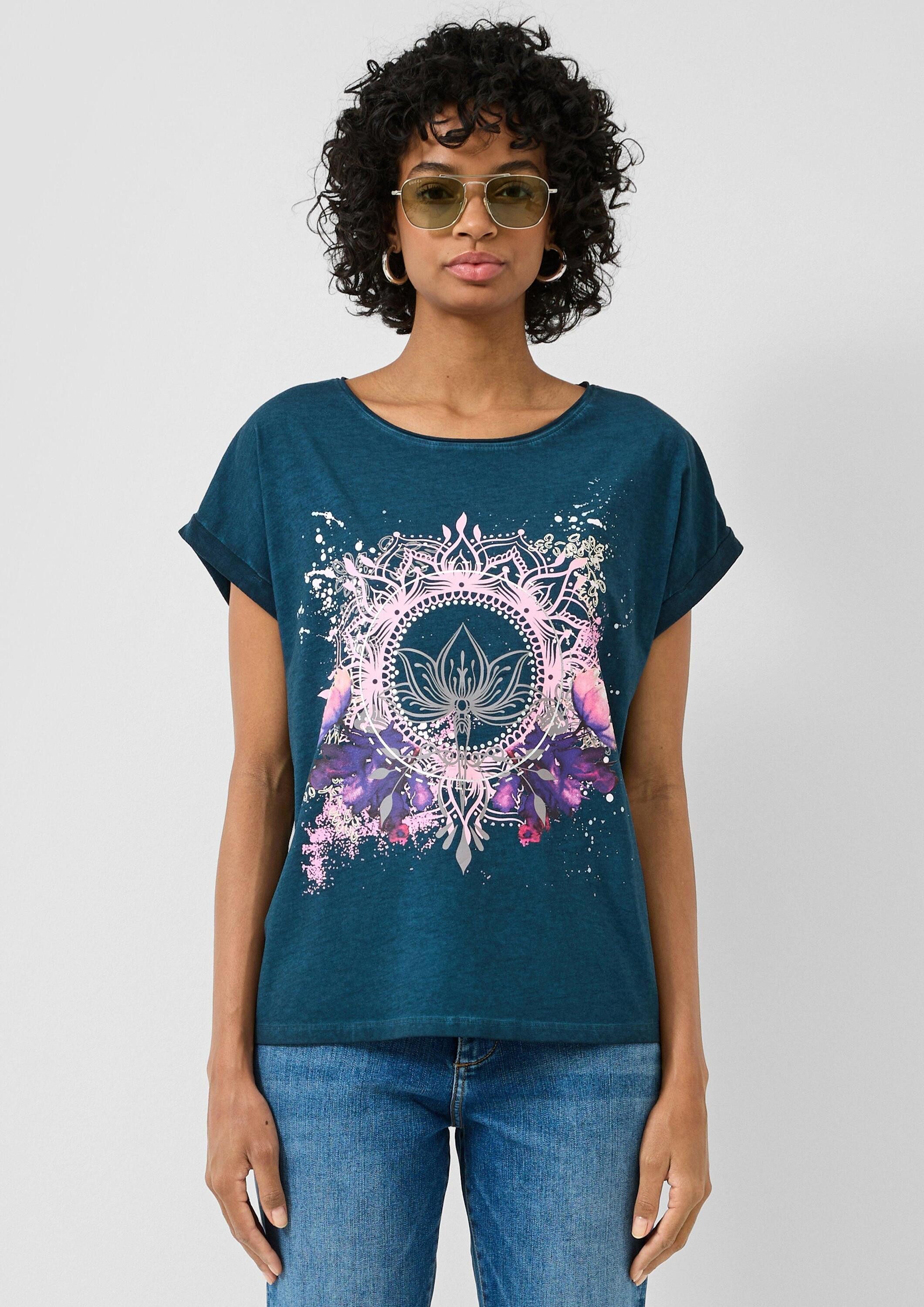 QS Kurzarmshirt T-Shirt Oversize-Shirt mit Frontprint