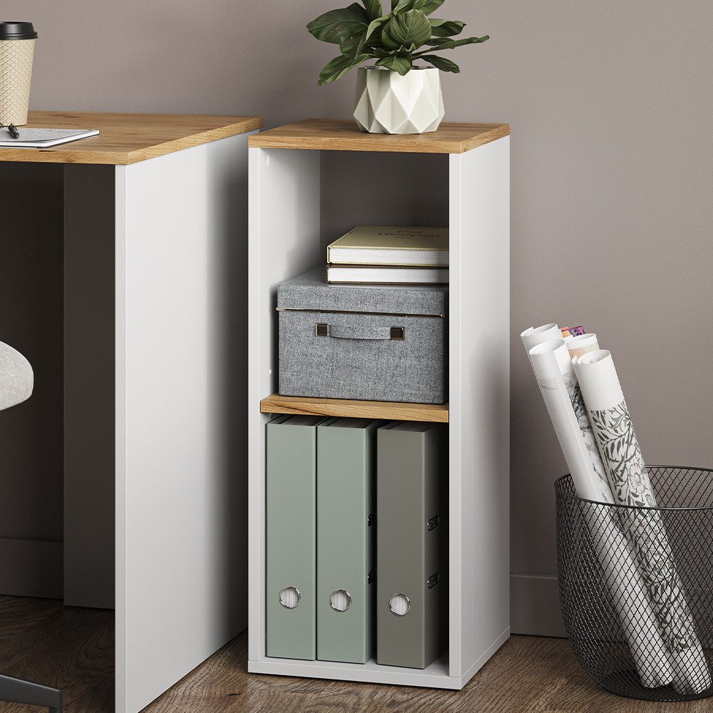 Vicco Bücherregal Tomy, Weiß/Goldkraft Eiche, 30 x 74 cm mit 2 offenen Fächern, 1-tlg.