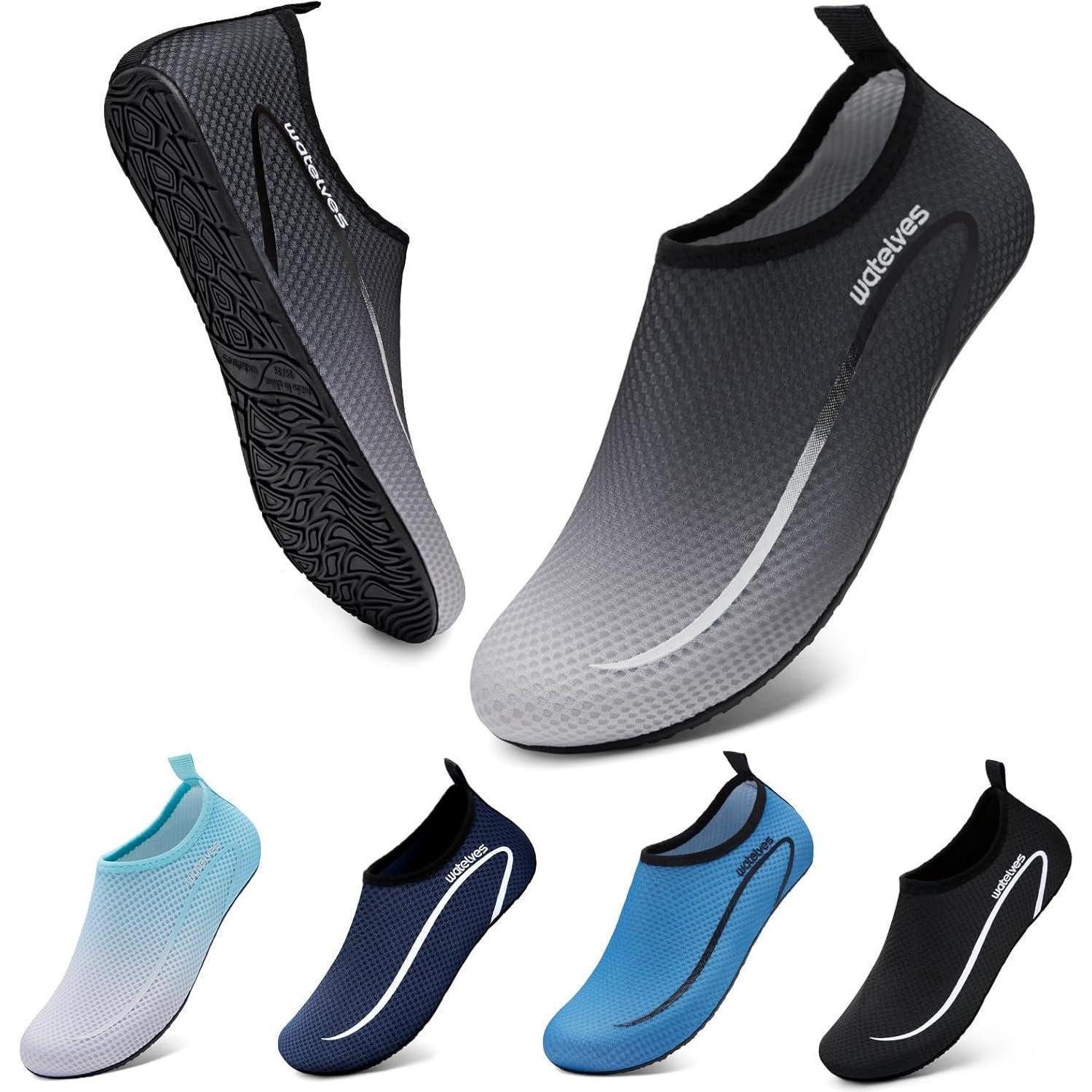 LuxusKollektion Wasserschuhe Badeschuhe Damen Herren 42 43 EU A Linie Schwarz Grau Wasserschuh