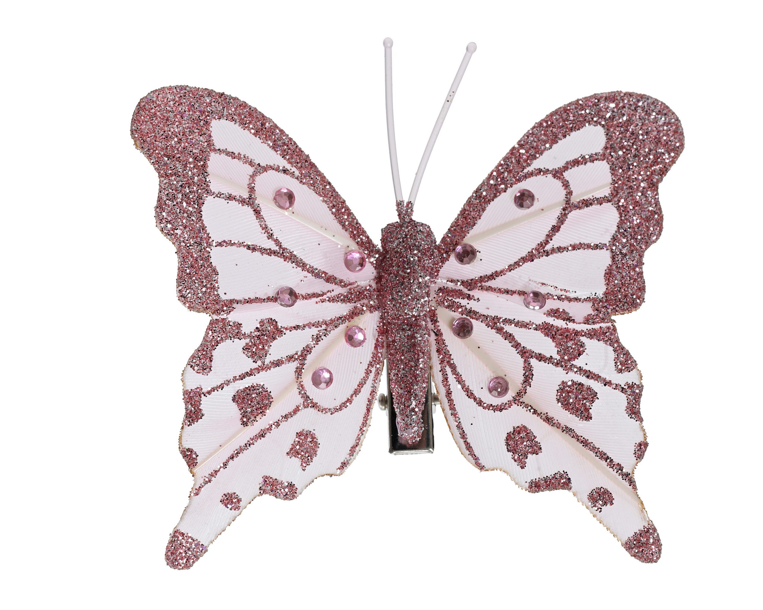 Kaemingk Christbaumschmuck, Schmetterling mit Clip 8cm 4er Set Rosa
