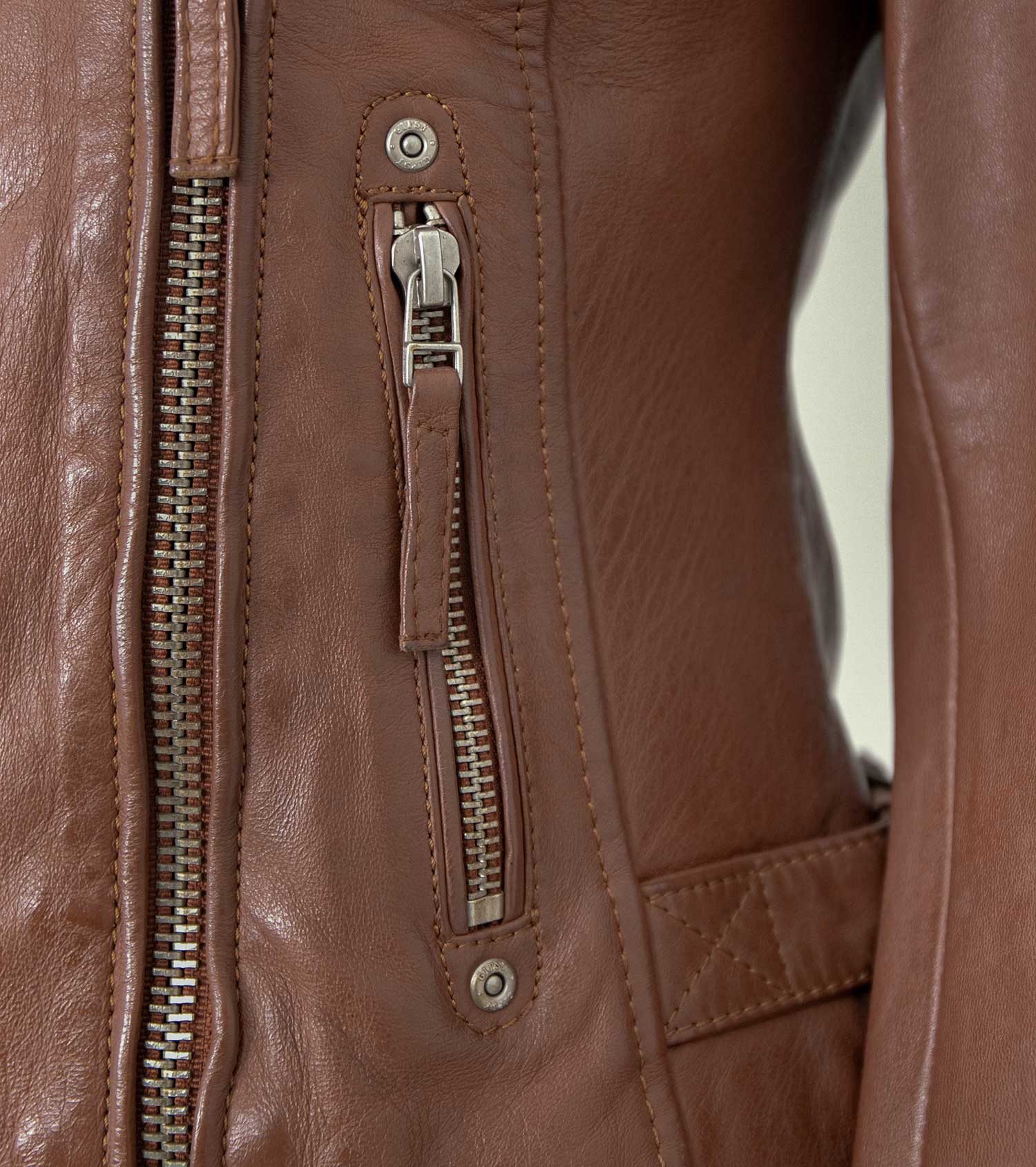 Gipsy by Mauritius Lederjacke PGG W14 Gipsy - Damen Lederjacke Bikerjacke Lammnappa cognac