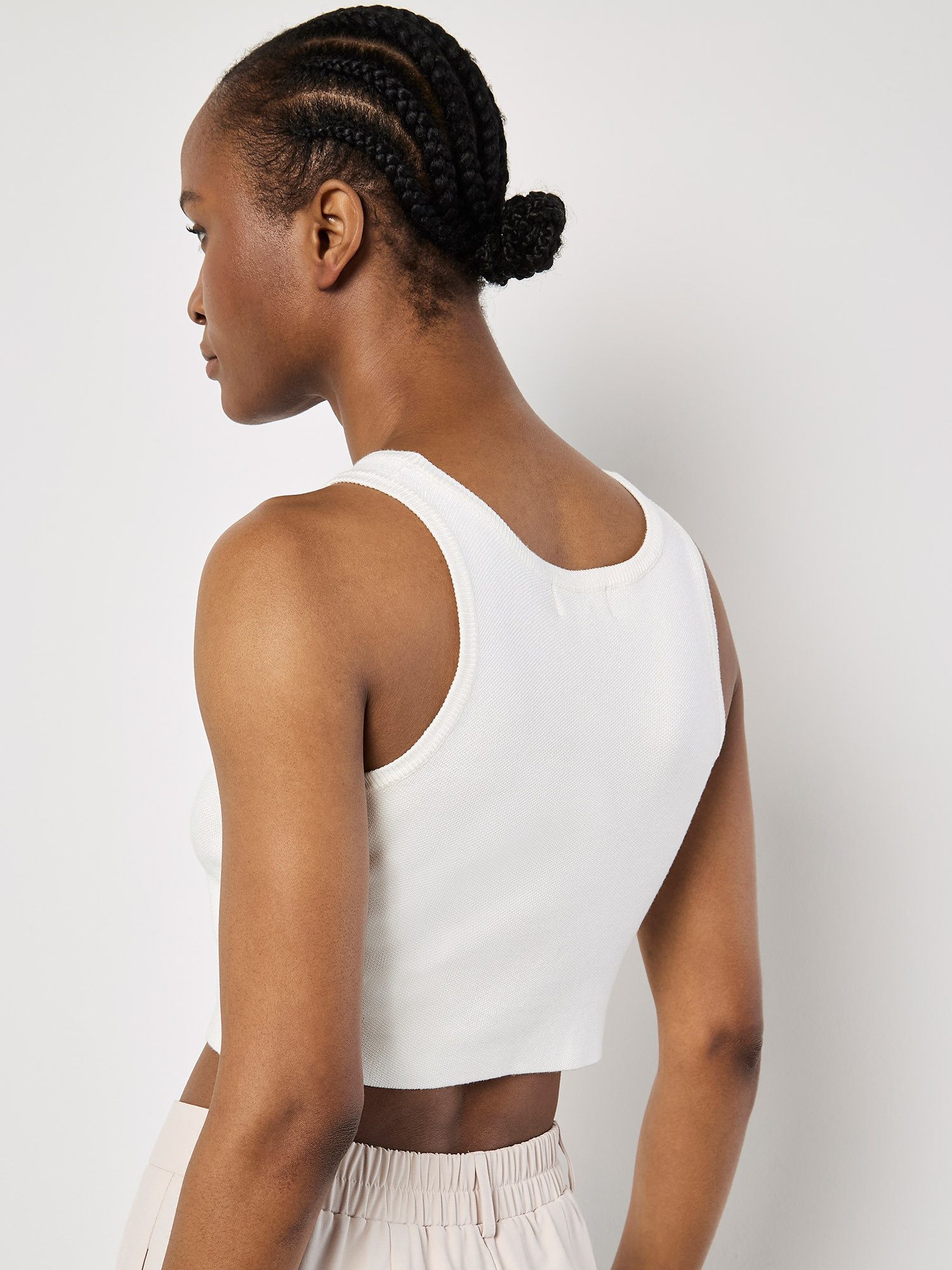 Apricot Rundhalsshirt Racer-Crop-Top, in Strickoptik günstig online kaufen