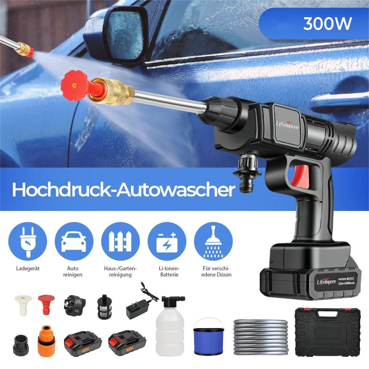 Hochdruckreiniger Akku Tragbarer Hochdruckreiniger 48V, 360° Verstellbare Düse 6-in-1
