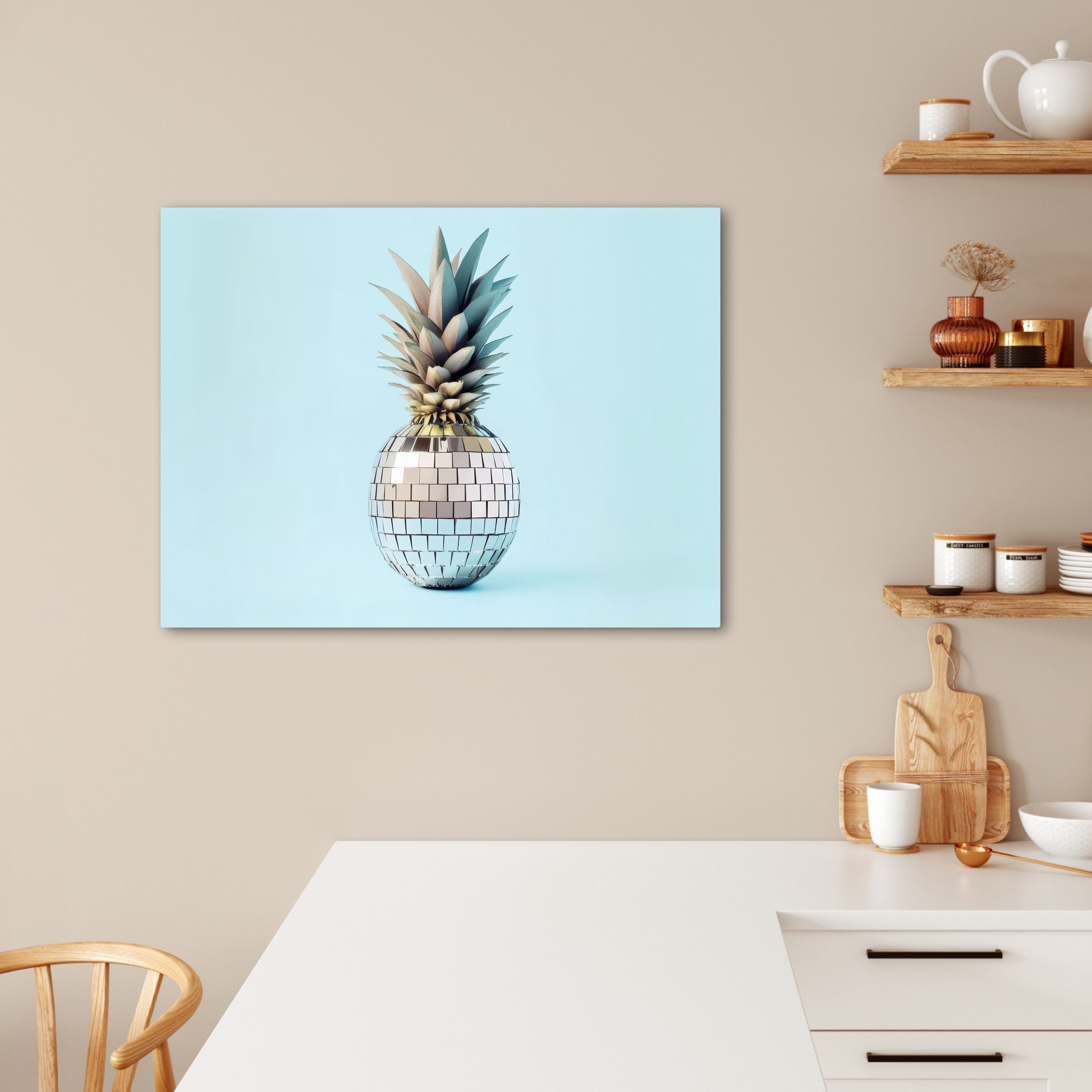 OneMillionCanvasses® Leinwandbild Blau - Ananas - günstig online kaufen