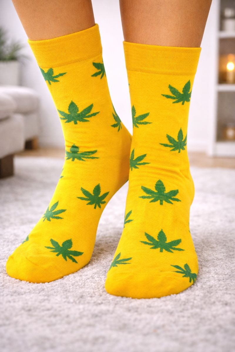 Martinex Socken Bunte gelbe Socken 1 Paar Strümpfe gemustert Herren socks