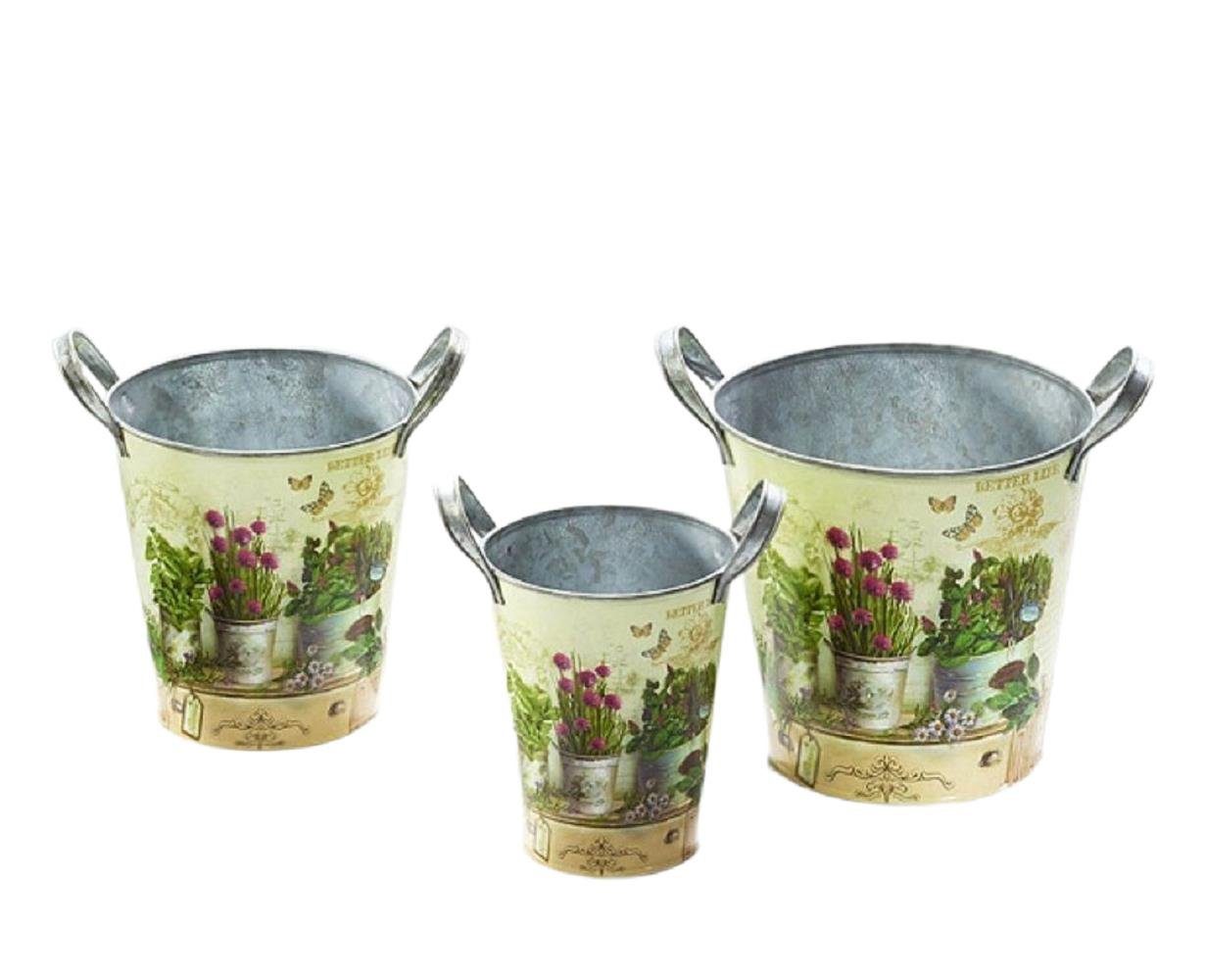 Linoows Pflanzkübel Pflanzentöpfe Set, Blumentopf Satz Gartenkräuter, Pflanzentopf Set, Landhaus Pflanzgefäße