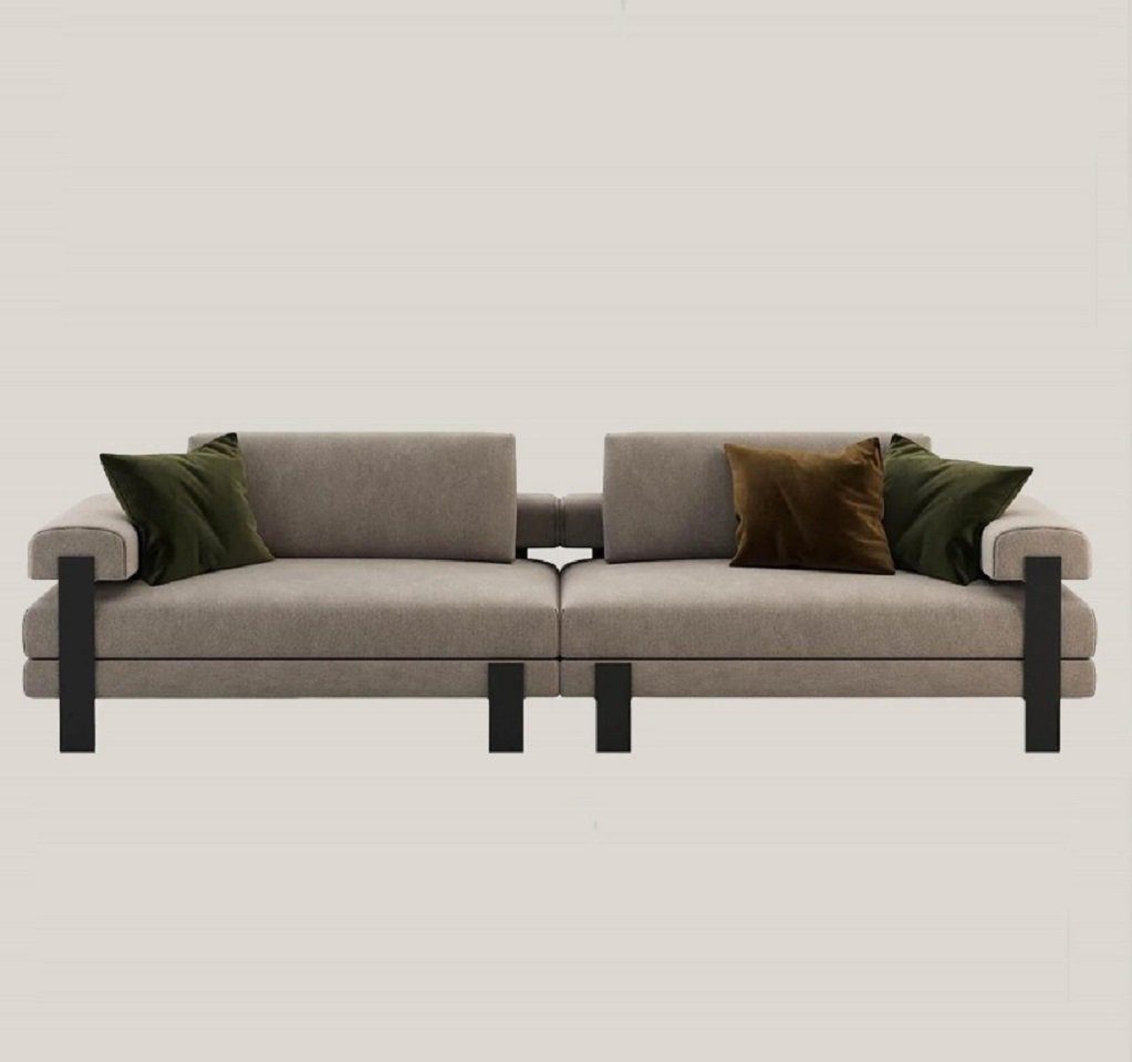 JVmoebel 2-Sitzer Grau Sofa 2 Sitzer Textil Holz Modern Polster Couch Design Luxus Neu, 1 Teile, Made in Europe