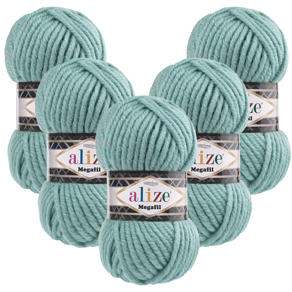 Alize 5 x ALIZE Superlana Megafil Häkelwolle, 55 m, Super Bulky,Handstrickgarn,Häkeln