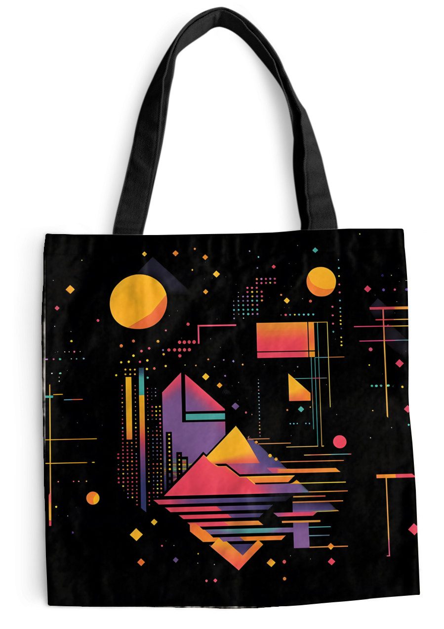 MuchoWow Shopper Abstrakt - Formen - Linien - Farbenfroh, Handtasche, Damen und Herren, Schultertasche, Umhängetasche, Tote Bag