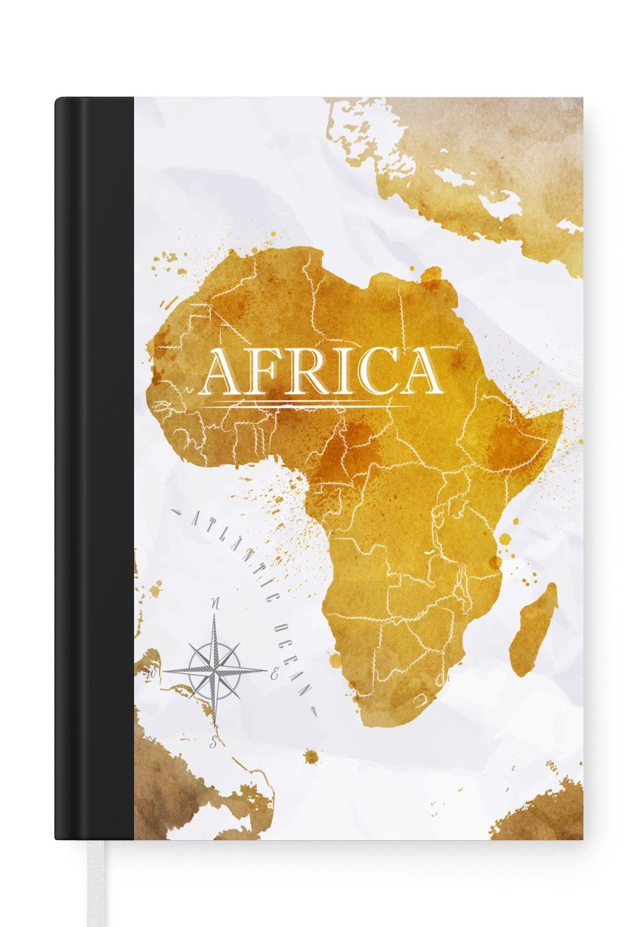 MuchoWow Notizbuch Weltkarte - Afrika - Gold, Journal, Merkzettel, Tagebuch, Notizheft, A5, 98 Seiten, Haushaltsbuch