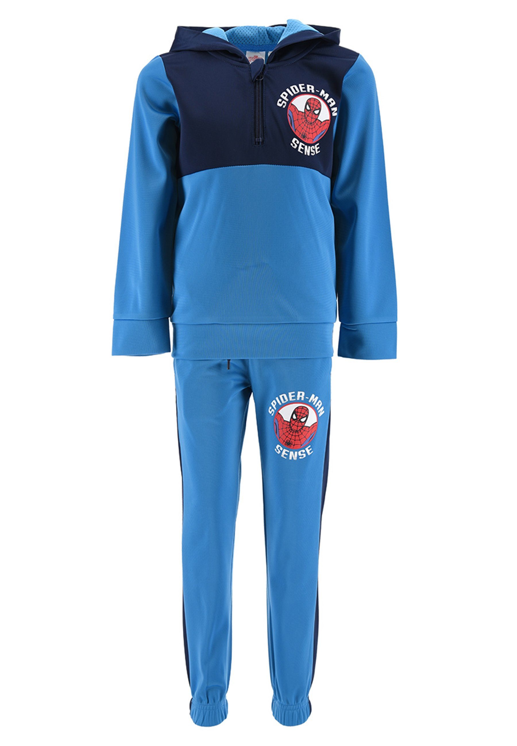 Die günstigen Neuerscheinungen von heute Spiderman Jogginganzug Jungen mit (SET, Marvel 2-tlg) Jogging-Hose Kinder Blau Sweat-Shirt Trainings-Anzug