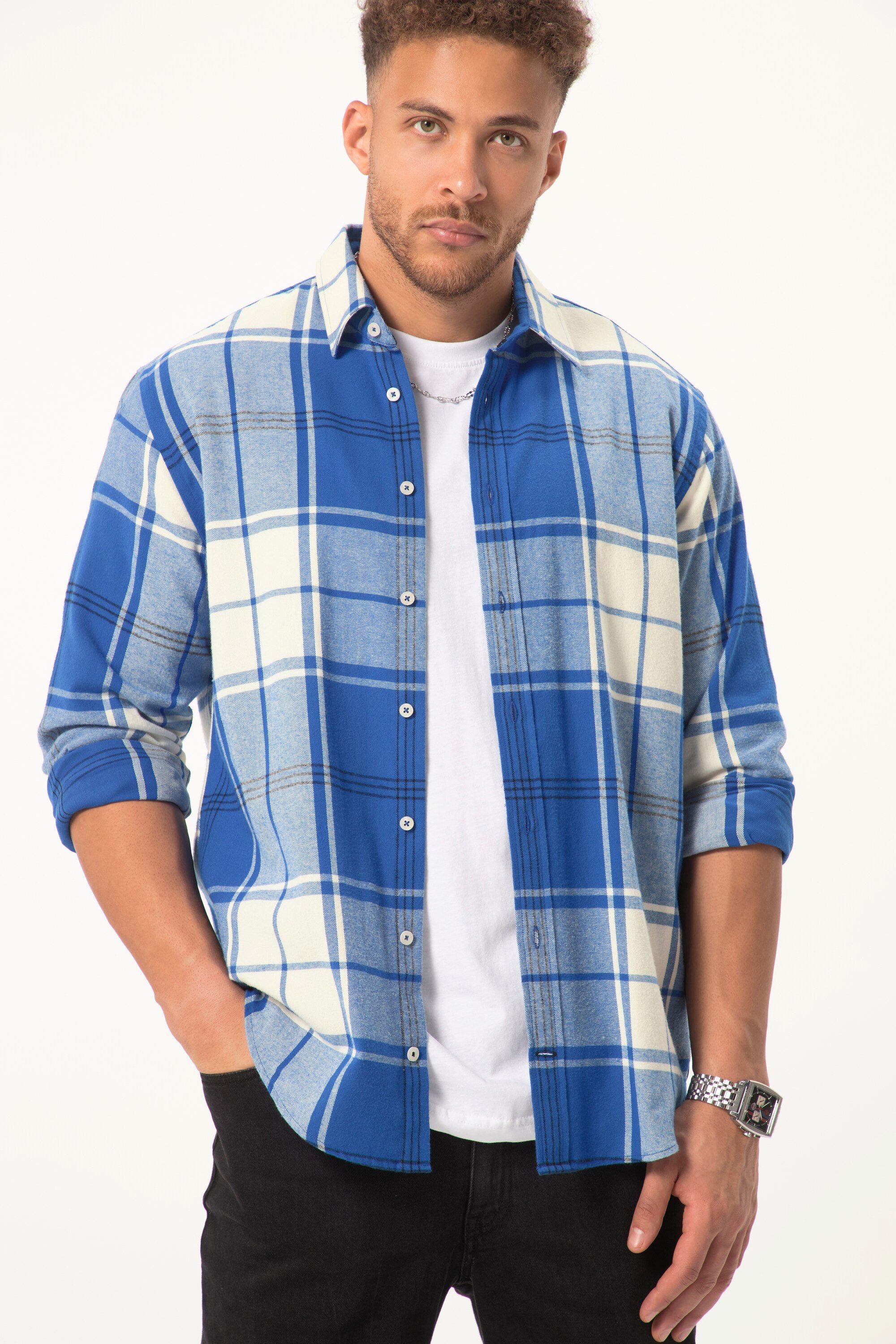 Businesshemd STHUGE Karo-Flanellhemd Langarm Modern Fit