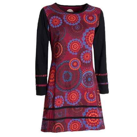 Vishes Jerseykleid Langarm Longshirt-Kleid Sweatkleid Shirt-Kleid Madalas Hippie, Ethno, Elfen, Retro Style