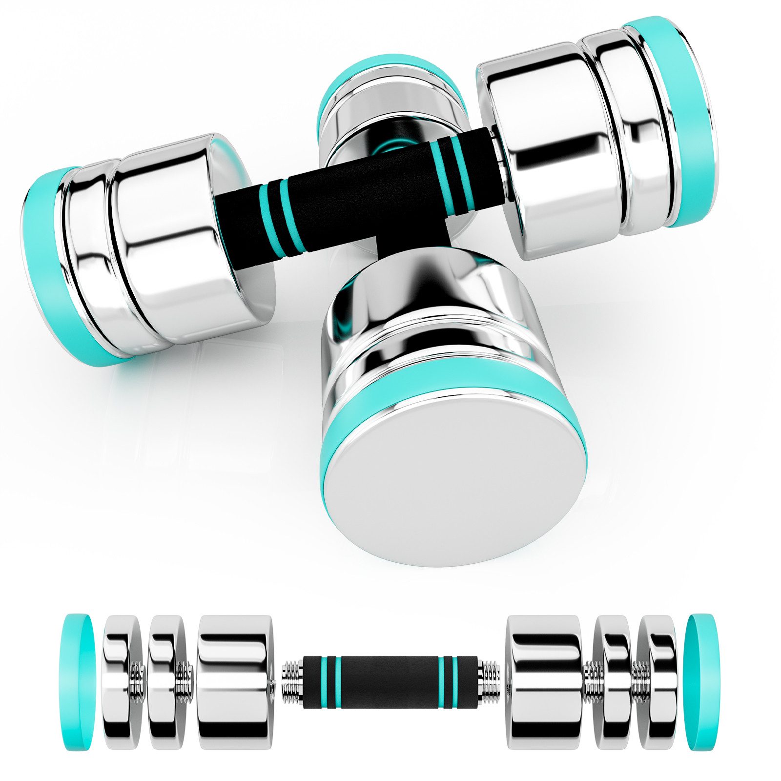 TLGREEN Hantel-Set Stahl Kurzhanteln, (Hantel 2er Set Ultrakompakte Einstellbare Hanteln, mit Schaumstoff-Griff - Fitness Hanteln für Zuhause)