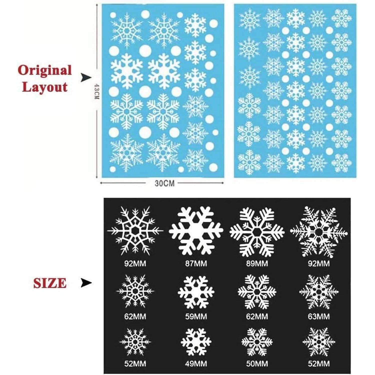 LuxusKollektion Fensterbild Schneeflocken Fensterbilder Weihnachten PVC Aufkleber Wiederverwendbar