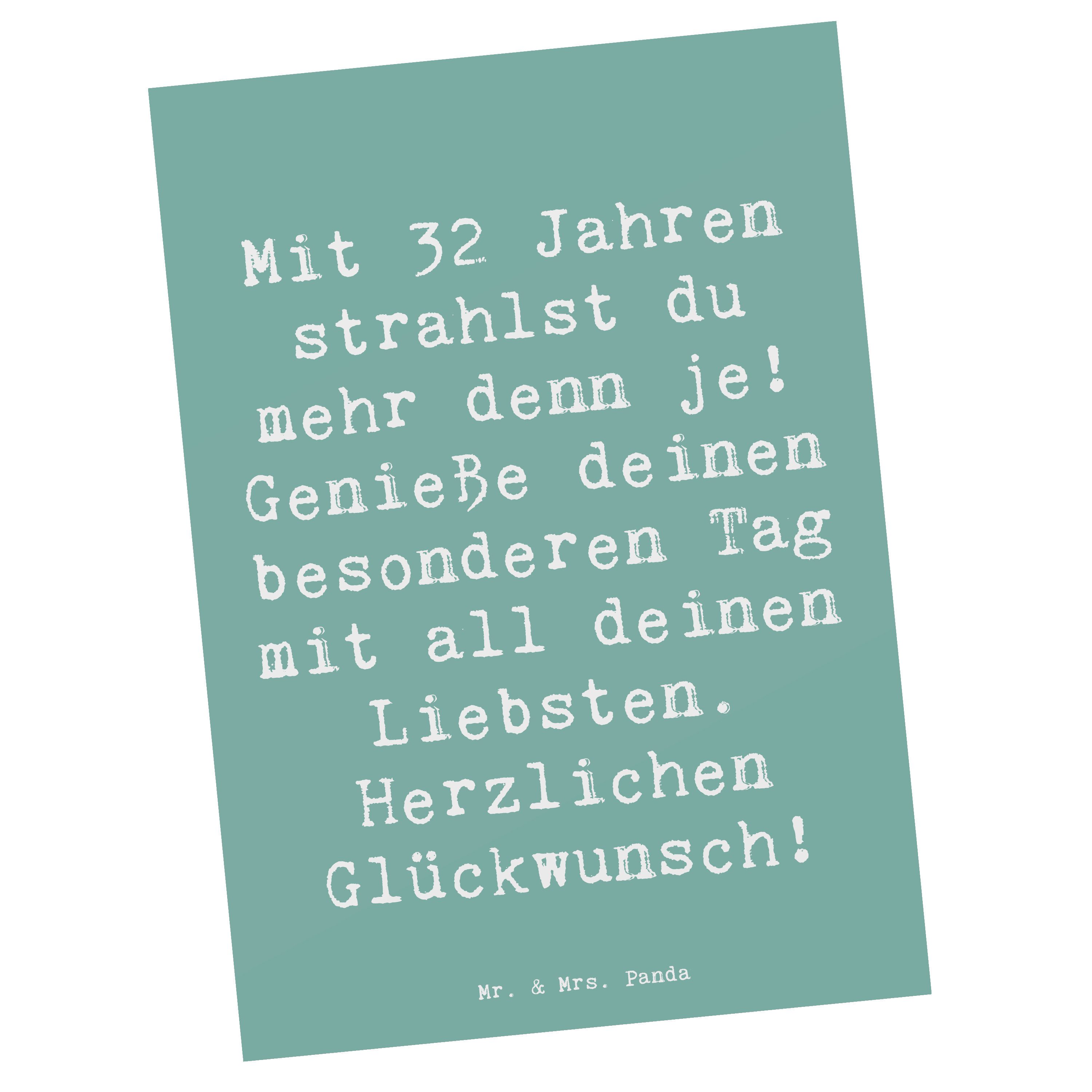 Mr. & Mrs. Panda Postkarte Spruch 32. Geburtstag Meeresbrise