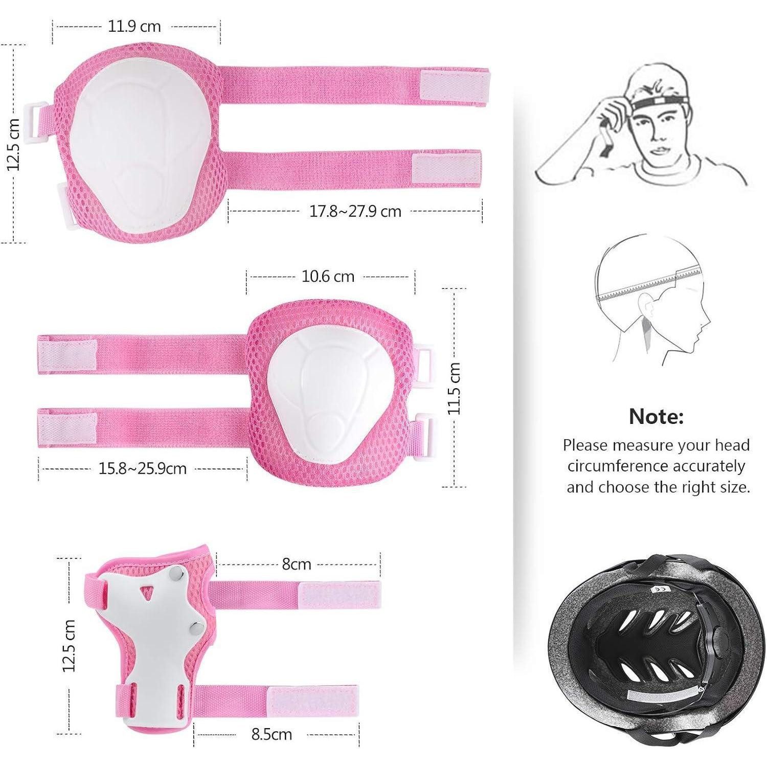 LuxusKollektion Protektoren-Set Schutzset Kinder 7in1 Helm Protektoren Knieschoner Scooter Rosa – Bild 3 von 5
