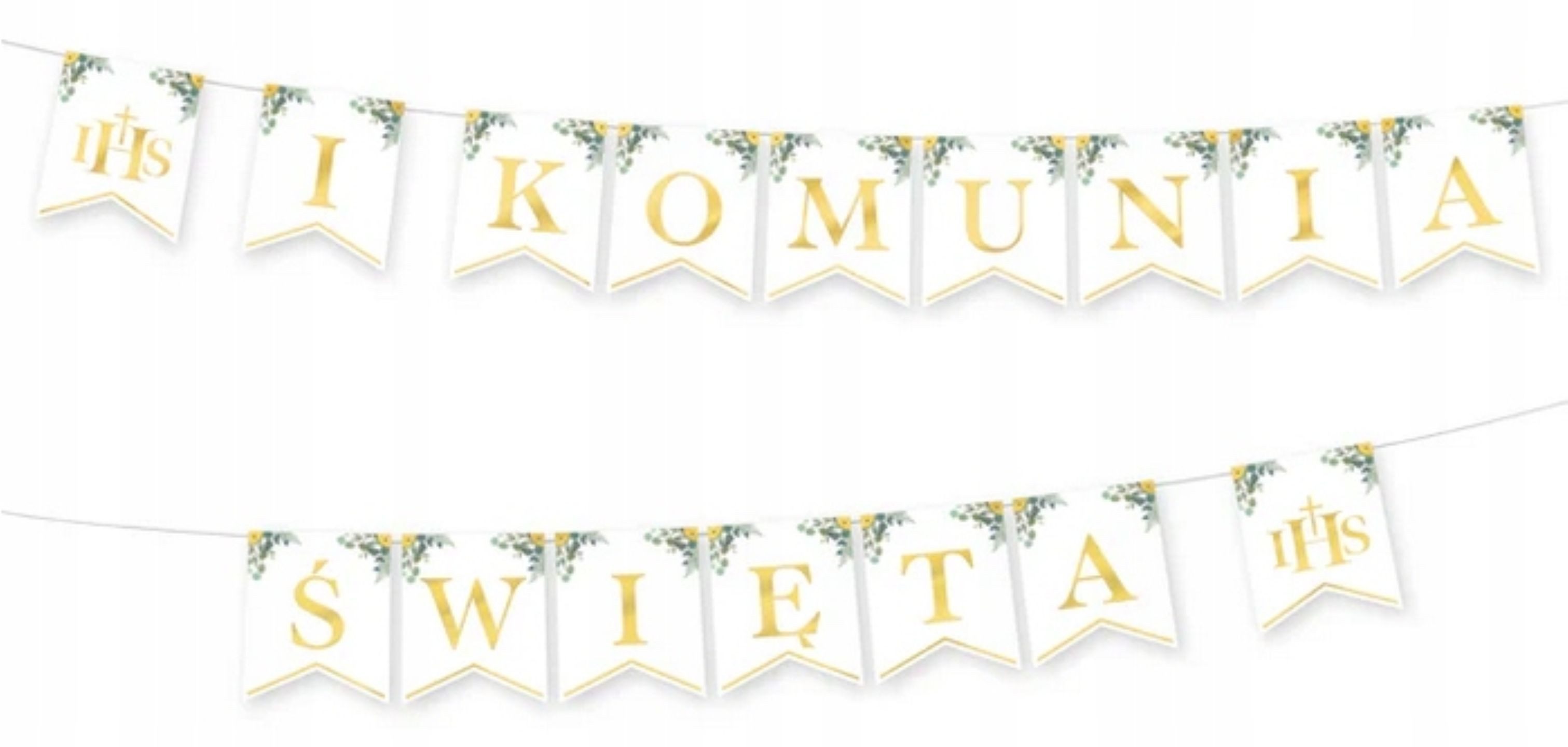 PartyPro Kommunionskarte Elegante Kommunionsgirlande mit goldenen Buchstaben