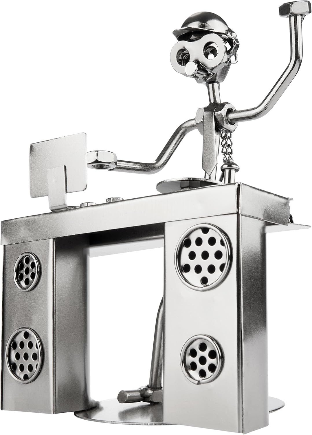 BRUBAKER Dekofigur Schraubenmännchen DJ am Mischpult - Silberne Eisenfigur günstig online kaufen