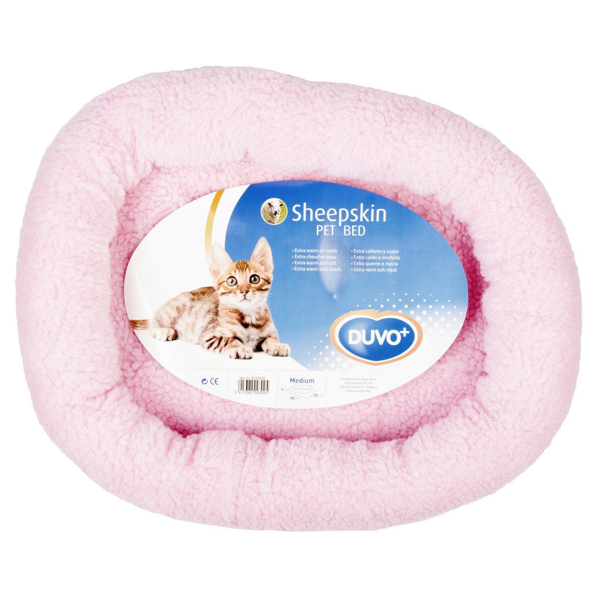 Thumbnail - DUVO+ Tierbett Bett oval Schafsfell rosa für Katzen