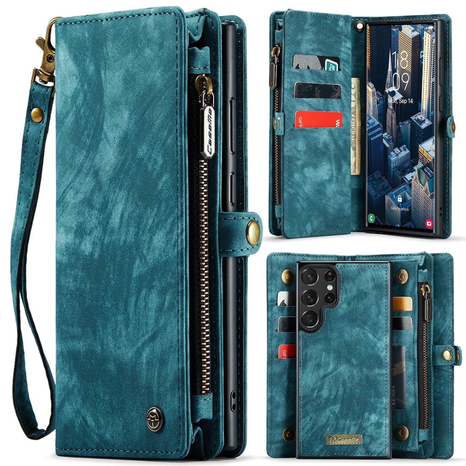 Wigento Handyhülle Für Samsung Galaxy S24 Ultra CaseMe Kunstleder Multifunktion Tasche