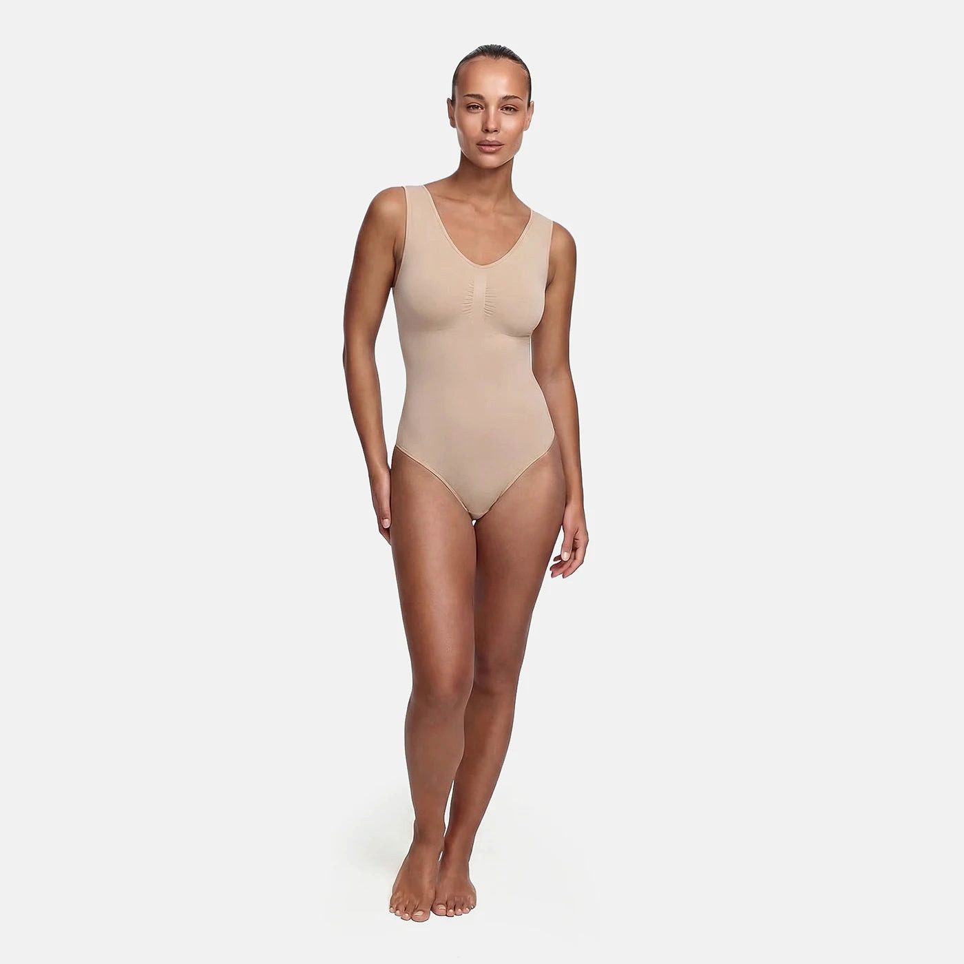 cfab (creamy fabrics) Shaping-Body Tank Bodysuit Sculpting Shapewear mit String-Beige-XS (1-tlg)