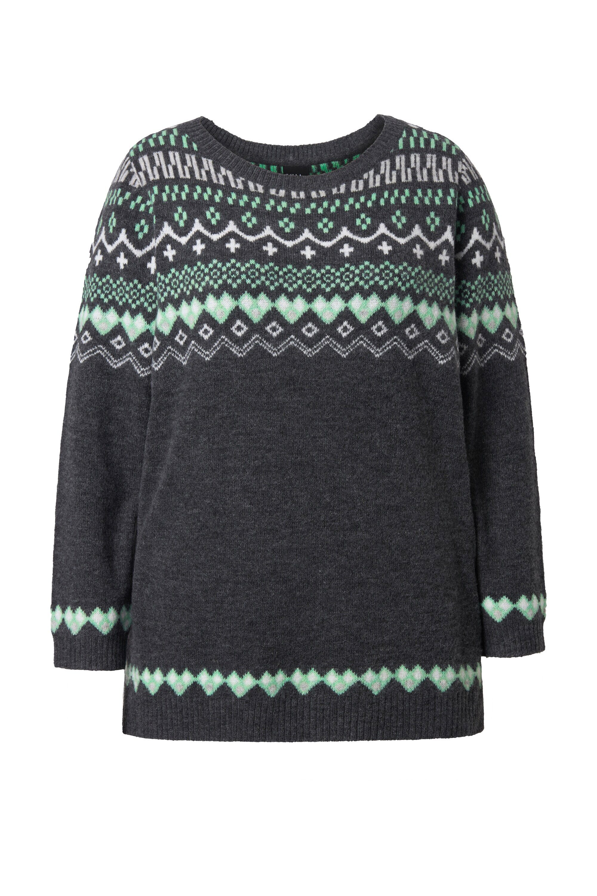 Ulla Popken Strickpullover Norweger-Pullover Rundhals Langarm weicher Stric günstig online kaufen