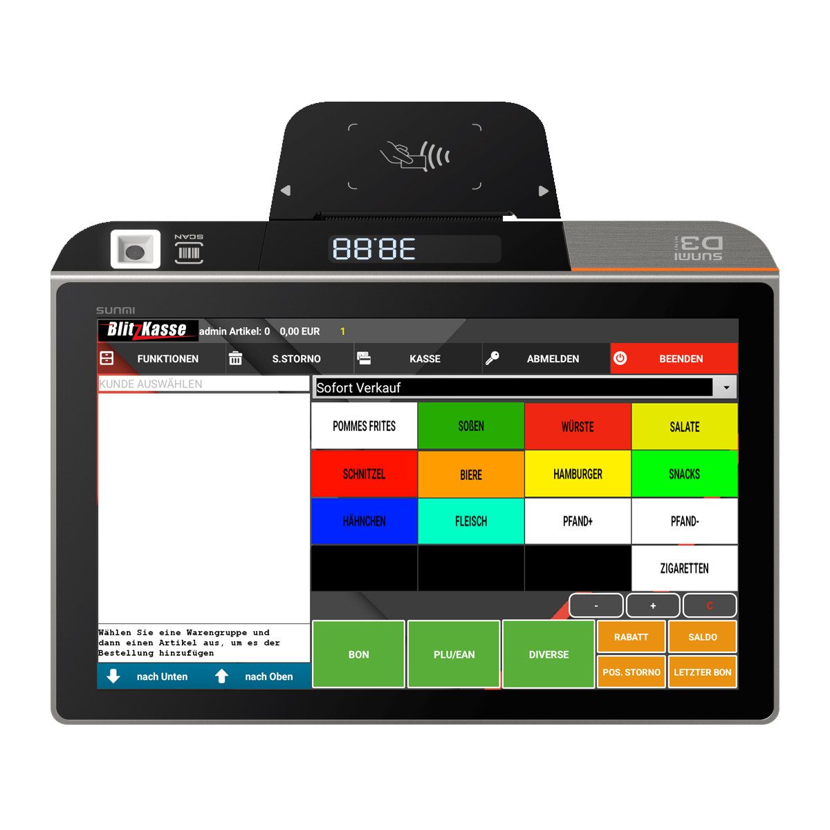 BlitzKasse Registrierkasse 10" All-in-One Kasse für Einzelhandel: Laden Imbiss Studio Salon