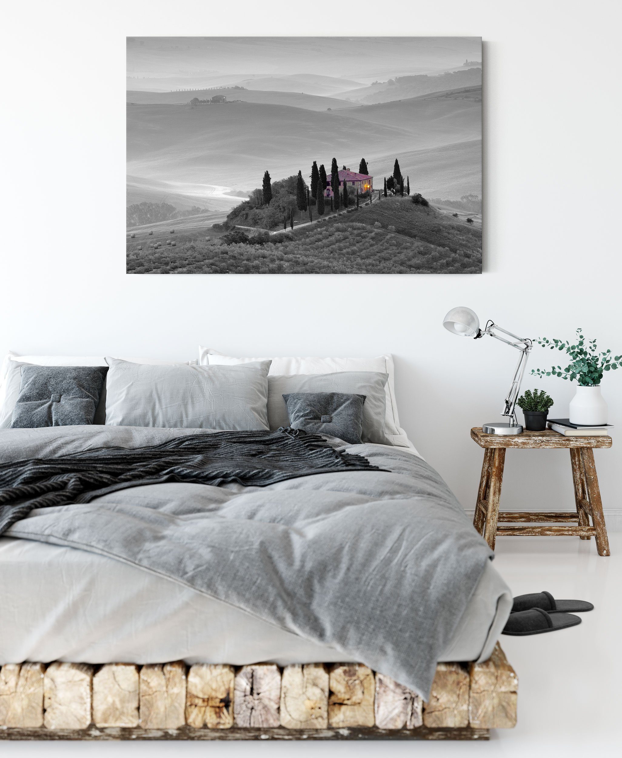 Pixxprint Leinwandbild schöne Toskana Landschaft, schöne Toskana Landschaft (1 St), Leinwandbild fertig bespannt, inkl. Zackenaufhänger