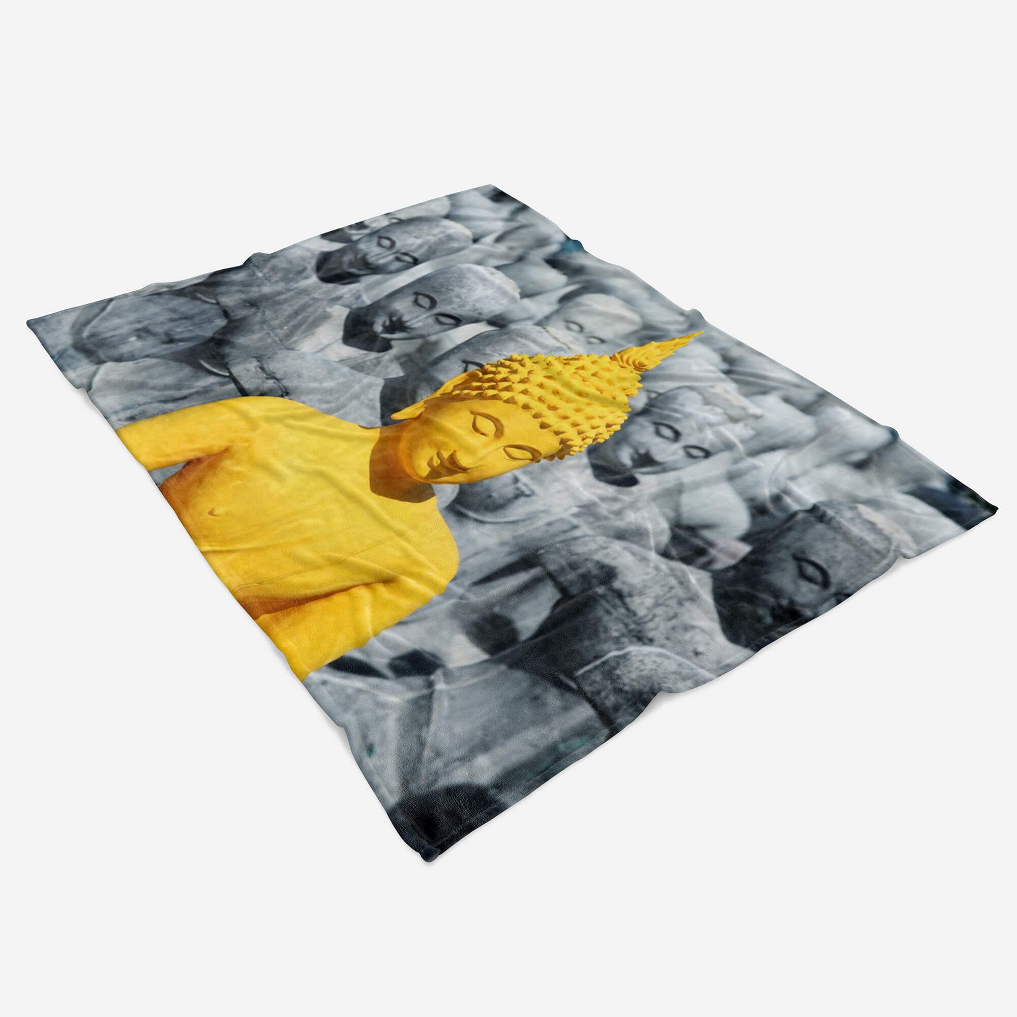Handtuch (1-St), Handtuch Fotomotiv Art Buddha Handtücher Baumwolle-Polyester-Mix Sinus Kuscheldecke Buddhismus, Saunatuch Strandhandtuch mit