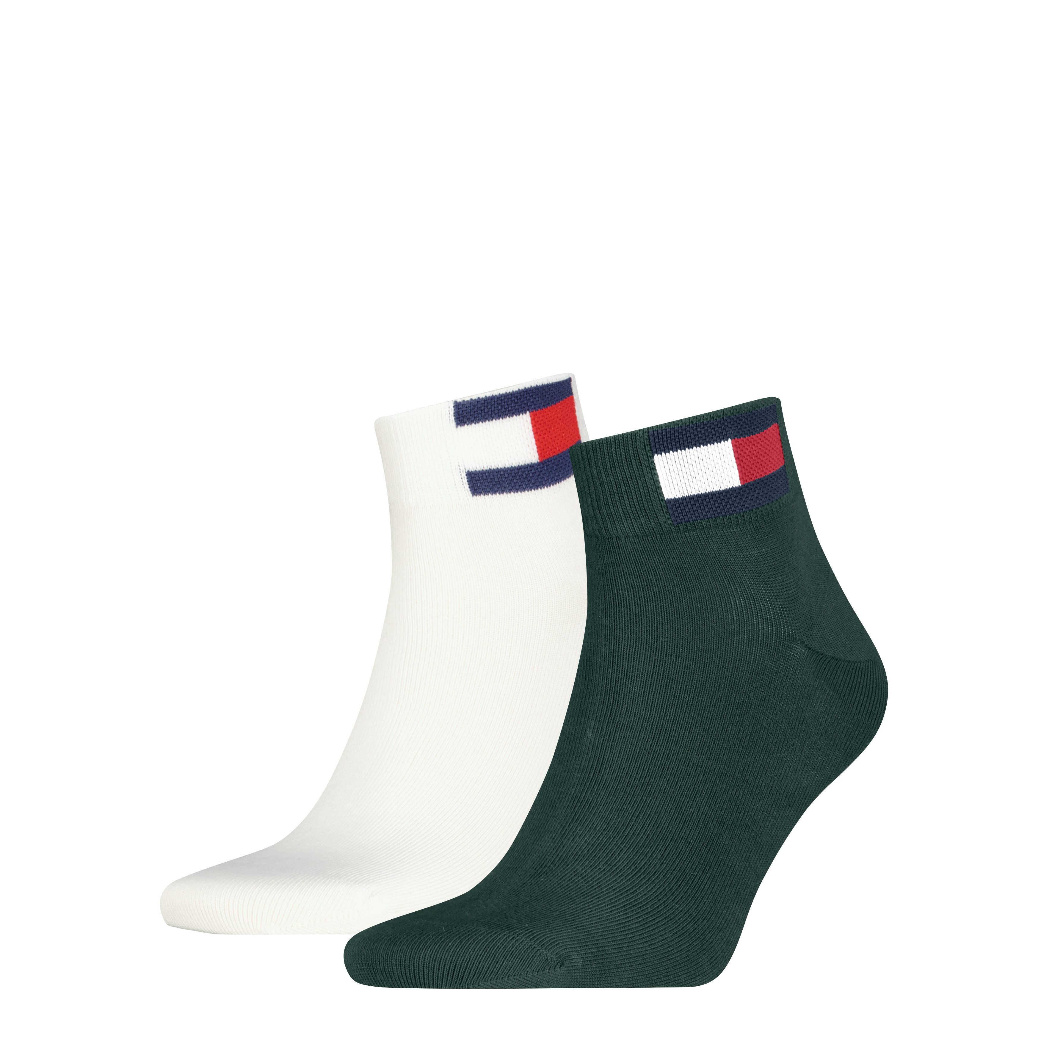 Tommy Hilfiger Kurzsocken TH UNI TJ QUARTER 2P FLAG (2 Paar) Verstärkte Ferse und Spitze für zusätzliche Strapazierfähigkeit