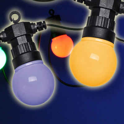 habeig LED-Lichterkette Lichterkette für Außen bunt 100x LED 12,5m Lampen Glühbirnenform